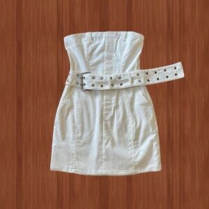 Oh Polly Koami Bandeau Linen Mini Dress White - Size 6